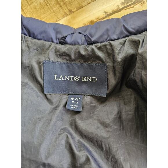 Lands' End Blue Quilted Down Puffer Coat Jacket Full Zip Women’s Sz MP EUC - Picture 6 of 11